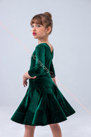 Long sleeve ballroom dance dress with tulle petticoat