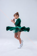 Long sleeve ballroom dance dress with tulle petticoat