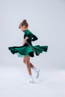 Long sleeve ballroom dance dress with tulle petticoat
