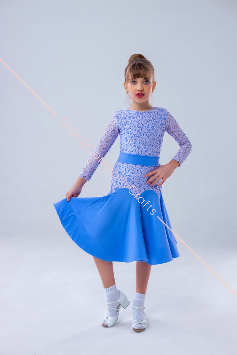 Rating dance dress made of supplex and elastic guipure