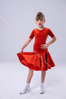 Ranked velor ballroom dance dress with bow