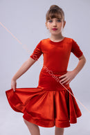 Ranked velor ballroom dance dress with bow