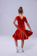 Ranked velor ballroom dance dress with bow