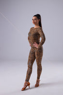 Leopard open back bodycon jumpsuit