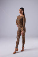 Leopard open back bodycon jumpsuit