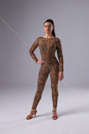Leopard open back bodycon jumpsuit