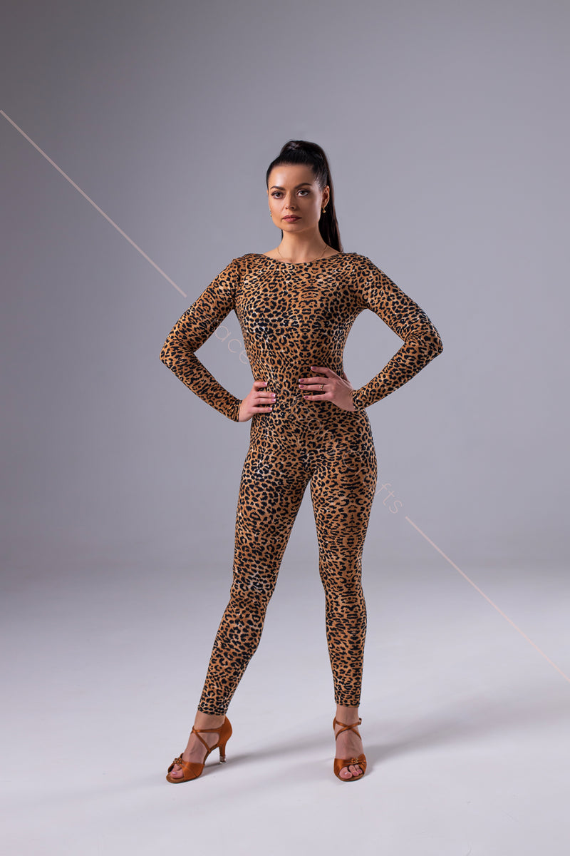 Leopard open back bodycon jumpsuit