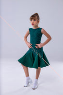 Dance dress for performances on the dance floor with an open back based on a bodysuit