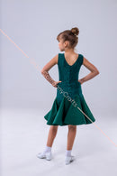 Dance dress for performances on the dance floor with an open back based on a bodysuit