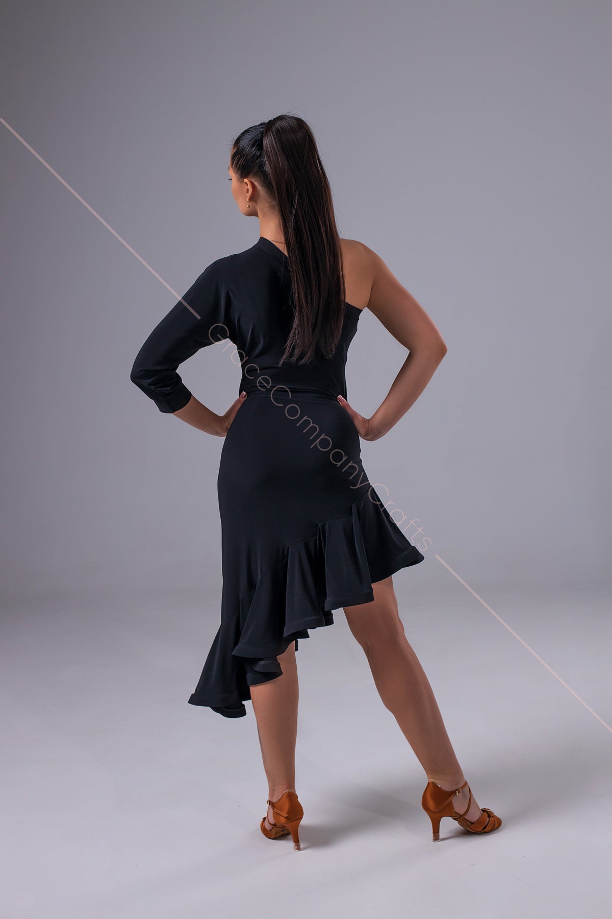 black dress for dancing Elegant Rumba by GraceCompanyCrafts: Dance with Distinction XS / Other color Exchange Excluded Black Silk and Lace This dress is ideal Color:Purple Tie