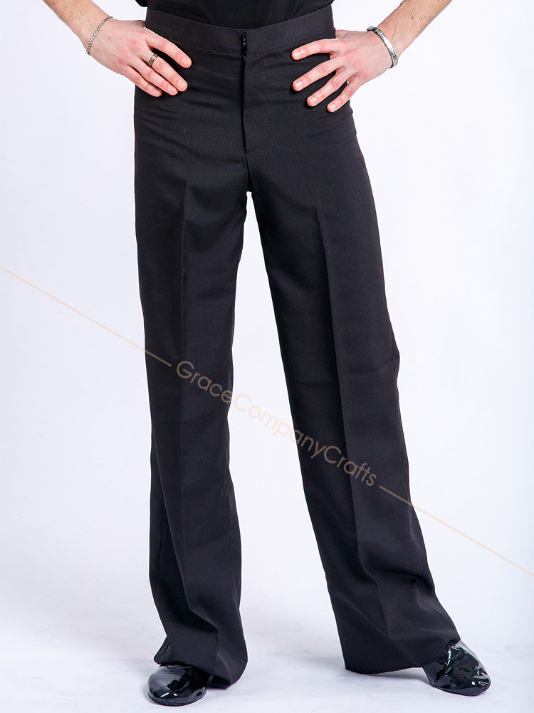 Trousers for ballroom dances with satin stripes on the sides
