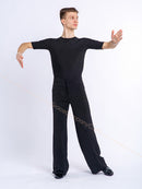 Trousers for ballroom dances with satin stripes on the sides