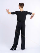 Trousers for ballroom dances with satin stripes on the sides