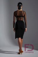 Black mesh polka dot blouse for tango