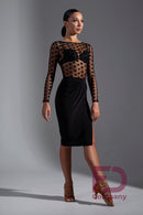 Black mesh polka dot blouse for tango