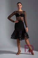 Black mesh polka dot blouse for tango