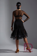 Black mesh polka dot blouse for tango