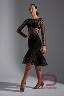 Black mesh polka dot blouse for tango