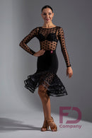 Black mesh polka dot blouse for tango