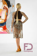 Dance top with leopard mesh