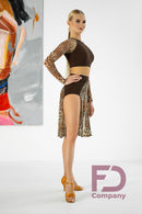 Dance top with leopard mesh