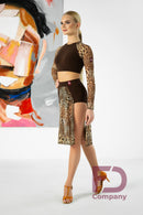 Dance top with leopard mesh