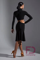 high collar black dress