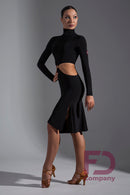 high collar black dress