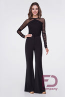 Black Long Mesh Sleeve Dance Bodysuit