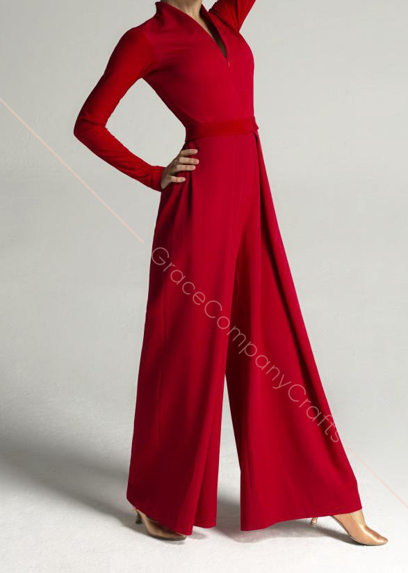 Red jumpsuit for ballroom dancing