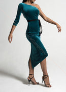 turquoise velvet dress