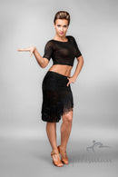 Leopard print short skirt with flowing fringe