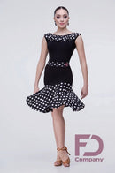 Black and white polka dot skirt with flounce detail