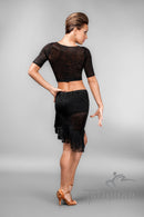 Leopard print short skirt with flowing fringe