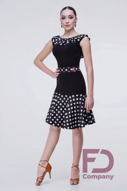 Black and white polka dot skirt with flounce detail