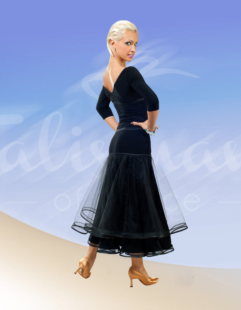 3/4 sleeve ballroom dance blouse