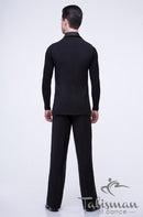 Men's classic ballroom dance vest, double-breasted, trimmed with satin