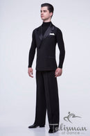 Men's classic ballroom dance vest, double-breasted, trimmed with satin