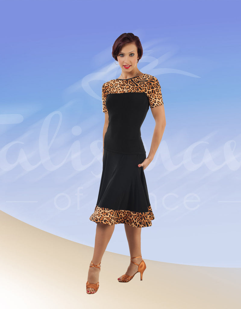 Leopard skirt for ballroom dancing