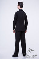 Men's classic ballroom dance vest, double-breasted, trimmed with satin