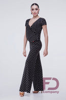 Short Sleeve V-Neck Jumpsuit with Flared Pants