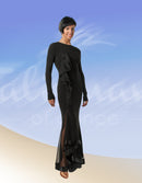 Long black dress for dancing. Elegant dress of a slim-fit silhouette.