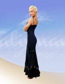 Elegant dress for a standard body-fit silhouette. Clothes for ballroom dancing. Maxi long dress for dance