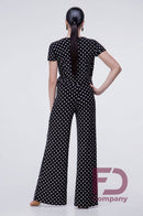 Short Sleeve V-Neck Jumpsuit with Flared Pants