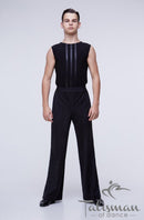 Men's sleeveless T-shirt with satin ribbon trim