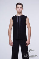Men's sleeveless T-shirt with satin ribbon trim