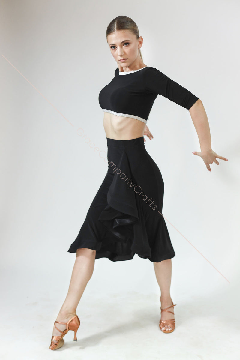Asymmetrical design latin dance skirt