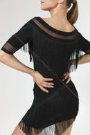 black fringe dance skirt