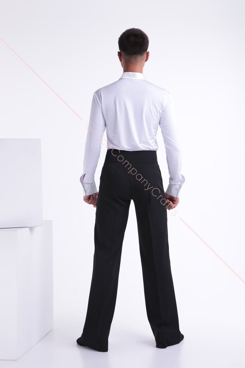 Trousers for men for dancing with tucks, two velor braids are sewn on the sides
