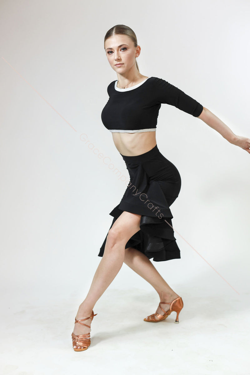 Asymmetrical design latin dance skirt